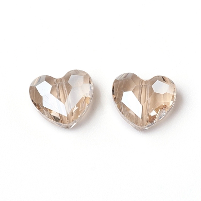 Electroplate Glass Beads, Faceted, Heart