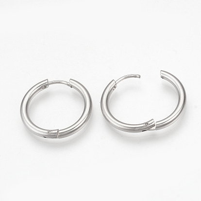 201 Stainless Steel Huggie Hoop Earrings, with 304 Stainless Steel Pins, Ring Shape