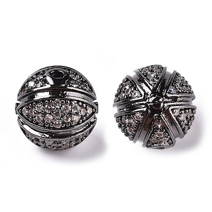 Латунные микро проложить кубического циркония бусы, круглые, прозрачные