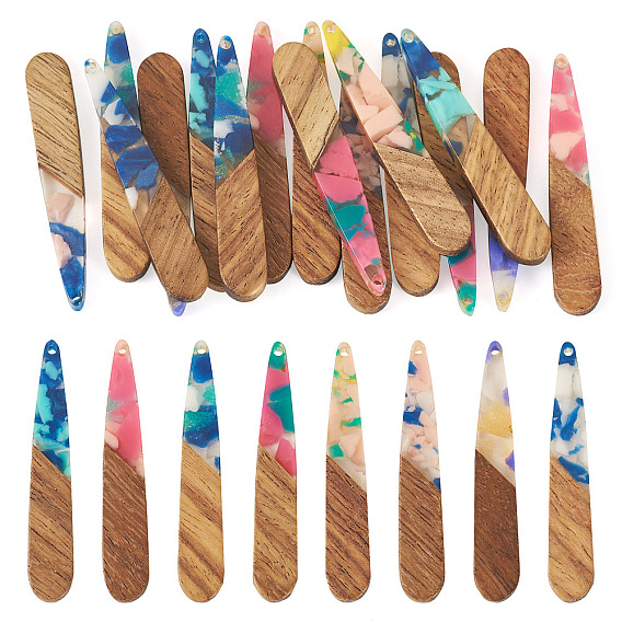 16 шт. 8 подвески из цветной смолы и ореха, слеза