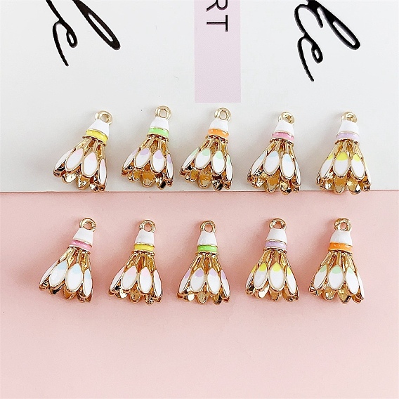 Подвески из эмали и сплава, прелести бадминтона, золотые