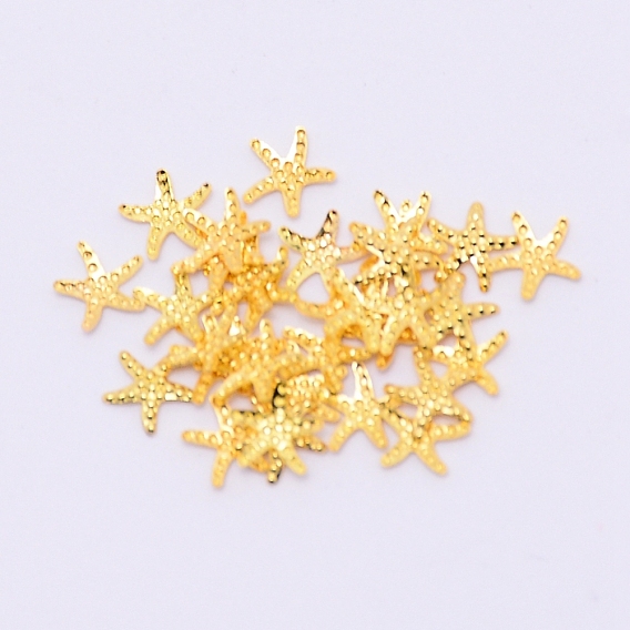 Textured Brass Cabochons, Nail Art Decoration Accessories, Starfish