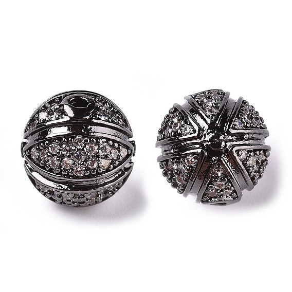 Латунные микро проложить кубического циркония бусы, круглые, прозрачные