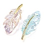 Acrylic Imitation Shell Pendants, with Alloy Findings, Feather