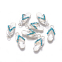 Antique Silver Plated Alloy Pendants, with Rhinestone, Flip Flops/Slipper
