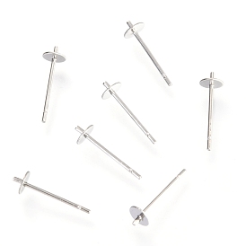 304 Stainless Steel Stud Earring Findings, for Half Drilled Beads