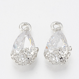 Alloy Cubic Zirconia Pendants, Drop