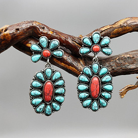 Bohemian Ethnic Vintage Exaggerated Earrings - 925 Silver, Turquoise, High-end.