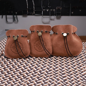 Cowhide Leather Jewelry Storage Pouches, Jewelry Drawstring Bags for Earring, Rings Bead Bracelet Storage