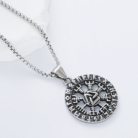Винтажные кулоны из нержавеющей стали с пиратской руной, компасом викингов и подвесками для мужчин и женщин.