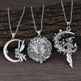 Ожерелья с подвесками из цинкового сплава в тибетском стиле для женщин, античное серебро