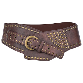 Retro Antique Bronze/Platinum Alloy Rivets PU Leather Whide Waist Belts for Women