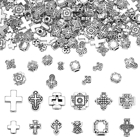 180 шт 12 стили бусины из сплава в тибетском стиле, без кадмия и без свинца, крестик