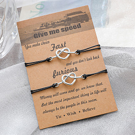 Speed and Passion Couple Bracelet Set - Creative Fashion Heart Knot Weave Bracelets (2 Pieces)