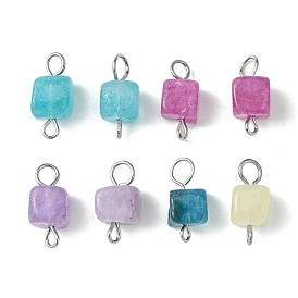 Подвески из натурального доломита, кубические, окрашенные, со сферическими штифтами из платиновой латуни