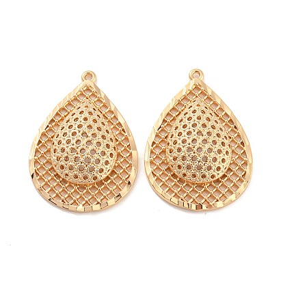Rack Plating Brass Hollow Pendants, Teardrop Charm