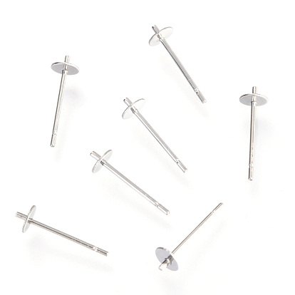 304 Stainless Steel Stud Earring Findings, for Half Drilled Beads