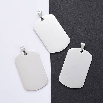 201 Stainless Steel Pendants, Manual Polishing, Rectangle, Stamping Blank Tag