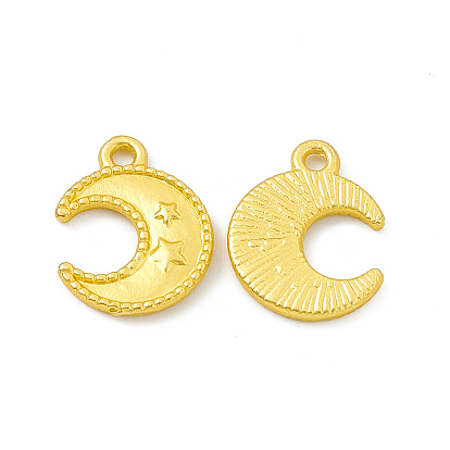 Rack Plating Alloy Pendants, Cadmium Free & Lead Free & Nickle Free, Moon with Star Charms