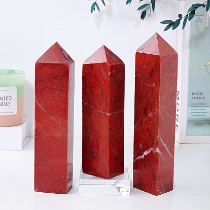 Украшение для домашнего дисплея из натуральной красной яшмы с остроконечной призмой, исцеляющие каменные палочки, для рейки чакра медитативная терапия decos, граненый пуля