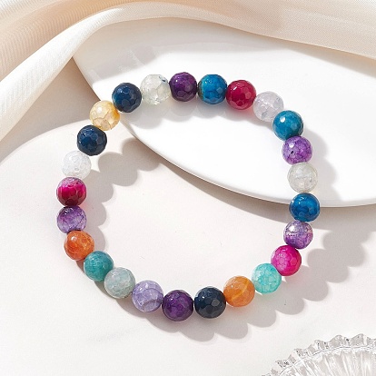 Браслеты из натуральных бусин агата «вены дракона» окрашенные и нагретые для женщин, круглые, граненые