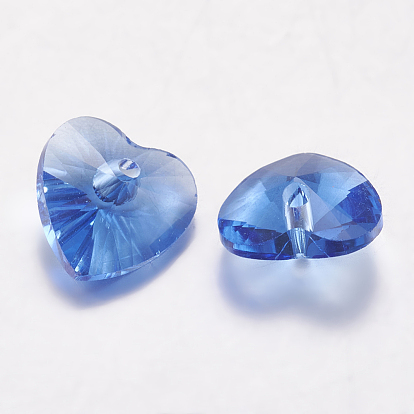 Faceted Glass Rhinestone Charms, Imitation Austrian Crystal, Heart