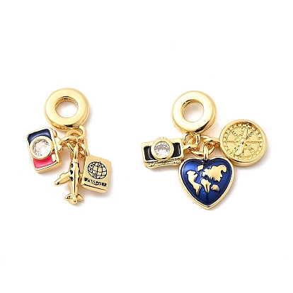 Латунные подвески из прозрачного кубического циркония в европейском стиле, без кадмия и без свинца, подвески с большими отверстиями и цветной эмалью, реальный 18 k позолоченный