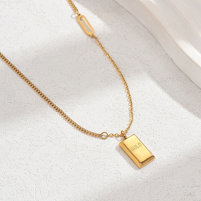 Элегантное 201 прямоугольное ожерелье из нержавеющей стали для женщин, универсальный ежедневный аксессуар