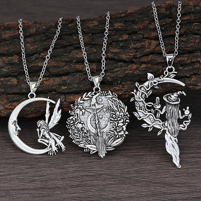 Ожерелья с подвесками из цинкового сплава в тибетском стиле для женщин, античное серебро