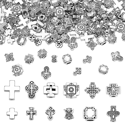 180 шт 12 стили бусины из сплава в тибетском стиле, без кадмия и без свинца, крестик