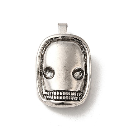 Tibetan Style Alloy Pendant Rhinestone Settings, Cadmium Free & Lead Free, Skull