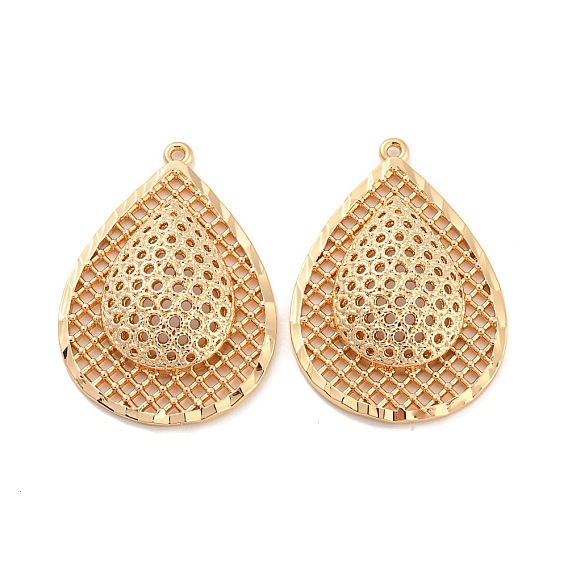 Rack Plating Brass Hollow Pendants, Teardrop Charm