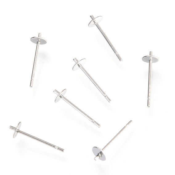 304 Stainless Steel Stud Earring Findings, for Half Drilled Beads
