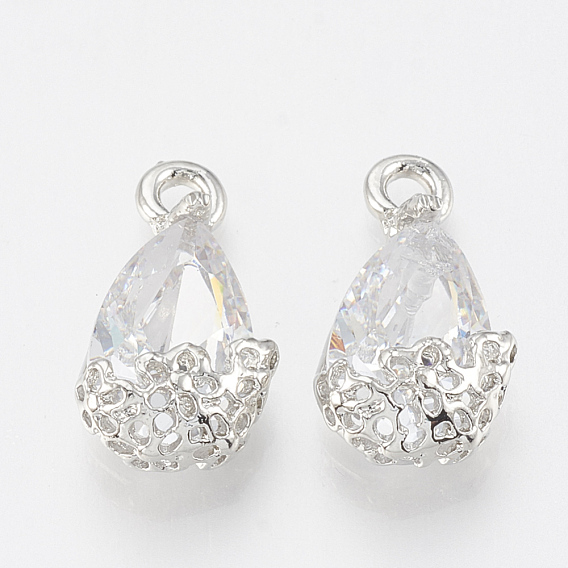 Alloy Cubic Zirconia Pendants, Drop