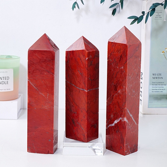 Украшение для домашнего дисплея из натуральной красной яшмы с остроконечной призмой, исцеляющие каменные палочки, для рейки чакра медитативная терапия decos, граненый пуля
