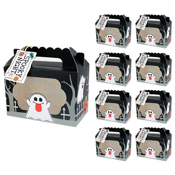 Хэллоуин тематические бумажные коробки для хранения конфет, Конфетницы с пластиковым окном, прямоугольные