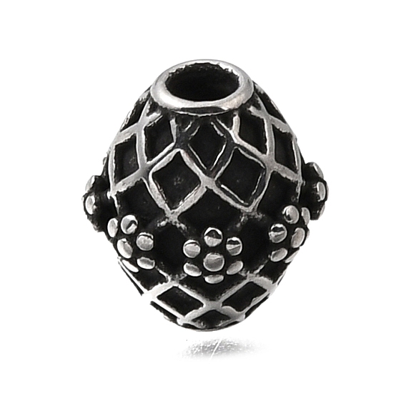 304 из нержавеющей стали бусы, овальный с сетчатым и цветочным узором