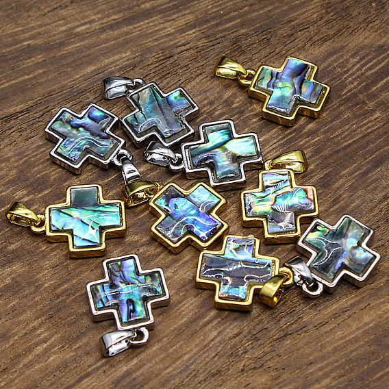 Подвески из ракушек пуна, крест прелести, с поручителями