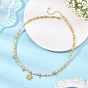 Brass Pave Clear Cubic Zirconia Sun Pendant Glass Beades Necklaces, Golden