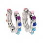 Colorful Resin Beaded Hoop Earrings, Brass Jewelry for Women