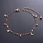 SHEGRACE Stunning Titanium Steel Anklet, with Moon and Star, 200mm
