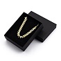 Brass Cobs Chain Bracelets, with 304 Stainless Steel Lobster Claw Clasps and Cardboard Boxes, Leaf