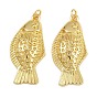 Brass Pendants, Fish Charms, with Jump Ring, Rack Plating, Lead Free & Cadmium Free, Long-Lasting Plated