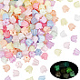 200pcs perles acryliques lumineuses, brillent dans les perles sombres, muguet, avec de la poudre de paillettes