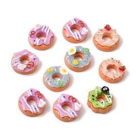 Printed Opaque Resin Imitation Food Cabochons, Donut