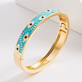 Bohemian-style Devil's Eye Bracelet for Women, 18K Gold Plated Copper with Oil Drops