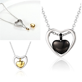 Stainless Steel Pendant Necklaces, Heart Urn Ashes Necklaces