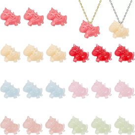 21Pcs 7 Colors Opaque Resin Beads, Imitation Jade, Unicorn