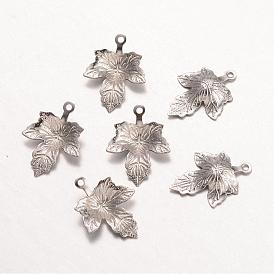 Осенняя тема 316 хирургические подвески из нержавеющей стали, кленового листа, 15.5x11x2 мм, отверстие : 1 мм