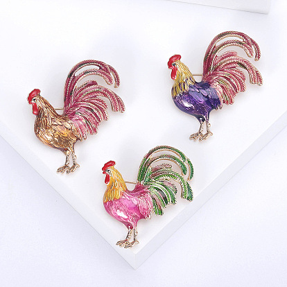 Creative minimalist alloy rooster brooch cartoon series pin unisex fashion accessory.